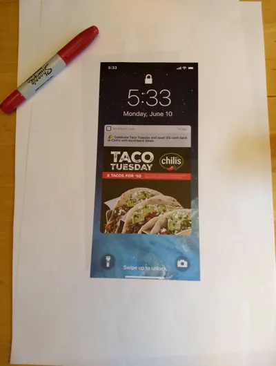 Concept testing stimulus showing a push notification prototype